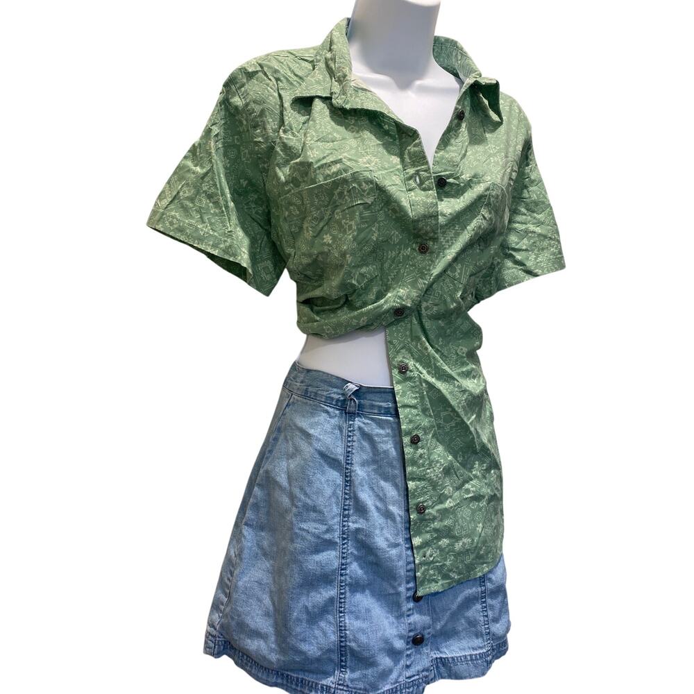 VTG Sage Green Textured Button Up Blouse Plus XL CottageCore - Picture 2 of 5